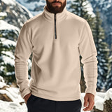 Autumn and Winter Men's Polar Fleece Half Zipper Stand Collar Long Sleeve Solid Color Sweater Size