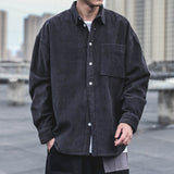 men fall outfits casual Corduroy Shirt Men's Workwear Long-Sleeved Coat Trendy Japanese Loose Fat Coat Shirt Men's Workwear