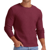 Men's Round Neck Men's Pullover Autumn and Winter Long Sleeve V-neck Twist Thickened Knitted Bottoming Sweater Men