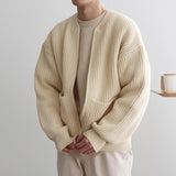 Riolio - KNITTED ROUND-NECK CARDIGAN SWEATER - chill guy 90s fashion mens fashion