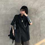 shirt Workwear Shirt Niche Detachable Long-Sleeved Shirt Harajuku Solid Color Chain Loose Shirt Top