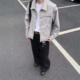 guys fits Gray High-Grade Wear Three-Dimensional Cropped Short Coat Cleanfit Simple Style Jacket Niche Casual Top