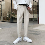 mens outfit inspiration Autumn and Winter New Men's Korean-Style Pleated Draping Suit Pants Youth Business Loose Ankle-Tied Casual Pants Fashion