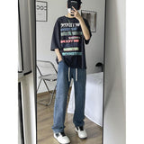 casual outfits Straight Jeans Men's Spring and Autumn Narrow American High Street Pants Men's Summer Trendy Loose Casual Trousers