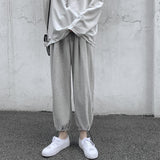 sweatpants outfit men Pants Men's Spring and Autumn Velvet Korean Style Fashionable Color Loose Cropped Casual Pants Hong Kong Style Ankle-Tied Drawstring Straight Pants