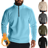 Riolio Autumn and Winter Men's Polar Fleece Half Zipper Stand Collar Long Sleeve Solid Color Sweater Size