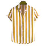 frat boy outfits Spring New Men's Striped Short-Sleeved Shirt Comfortable Casual Men's Clothing