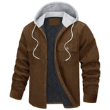 Corduroy Men's Cotton-Padded Coat Hooded Long Sleeve Cotton and Thickening Multi-Pocket Warm Cotton-Padded Coat Men