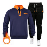 Autumn and Winter Men's Sports Casual Suit Stand Collar Pullover Half Zipper Fleece-lined Sweater