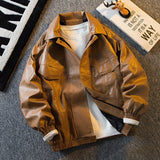 Riolio men’s outfits Men's Vintage American Retro Brown Leather Jacket Spring and Autumn Men's Workwear Jacket