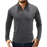 Autumn and Winter Men's Long-Sleeved T-shirt Men's Stand Collar Pullover Zipper Polo Shirt