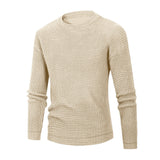 Waffle Autumn Long-Sleeved Men's Autumn and Winter round Neck Bottoming Sweater Men