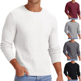 Men's Round Neck Men's Pullover Autumn and Winter Long Sleeve V-neck Twist Thickened Knitted Bottoming Sweater Men