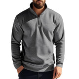 Autumn and Winter Men's Sweater Casual Zipper Stand Collar Fleece-lined Solid Color Men's Coat