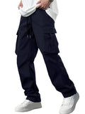 guy outfits 2024 Summer New Men's Overalls Drawstring Multi-Pocket Casual Trousers