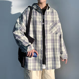 men’s fashion Shirt Men's Long-Sleeved High-Grade Shirt Niche Hong Kong Style Japanese Plaid Shirt Jacket