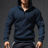 Long Sleeve Sweater Men's Casual Pullover Hooded Half Zipper Color Matching 250G Fleece-lined Sweater Men