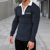 Men's plus Size Half Zipper Long-Sleeved T-shirt Men's Autumn and Winter Quick-Drying Polo Shirt