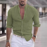 mens outfits 2024 New Men's Summer Shirt Beach Shirt Long Sleeve Solid Color Hawaiian Holiday Clothing