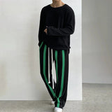 Riolio - DRAWSTRING STRIPED STRAIGHT PANTS - chill guy 90s fashion mens fashion