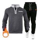 Autumn and Winter Men's Sports Casual Suit Stand Collar Pullover Half Zipper Fleece-lined Sweater