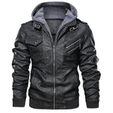 moto jacket outfit Spring and Autumn Men's Detachable Hooded Thin Knitted PU Leather Coat plus Size Motorcycle Leather Coat