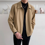 2000s fashion Spring and Autumn Men's Casual Apricot Lapel Workwear Jacket Slim Korean Style Trendy Short Profile Jacket