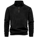 Men's Autumn and Winter Stand Collar Half Zipper Long-Sleeved Sweater Stand Collar Trendy Men's Polar Fleece Top