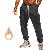 Autumn and Winter Fleece-lined Men's Casual Overalls Multi-Pocket Pants plus Size Sports Casual Trousers