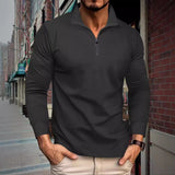 Autumn Twill Jacquard Polo Shirt Half Zipper Long Sleeve Men's Sports Polo Shirt Men