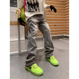 guys clothing styles 2024 American High Street Washed Jeans Retro Straight Casual Men's and Women's Hip Hop Trendy Loose Wide Leg Trousers