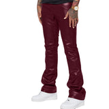 frat outfits Men's Leather Pants Fashionable Printed Mid-Waist Loose Casual Trousers Men's plus Size Hip Hop Pants