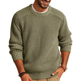 Men's Solid Color Long Sleeve Round Neck Fashion Sweater Loose American Retro Sweater