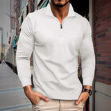 Autumn Twill Jacquard Polo Shirt Half Zipper Long Sleeve Men's Sports Polo Shirt Men