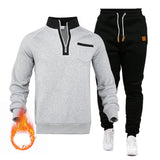 Autumn and Winter Men's Sports Casual Suit Stand Collar Pullover Half Zipper Fleece-lined Sweater