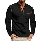 Fall Men's Stand Collar Long-Sleeved Polo Shirt Men's Polo Shirt