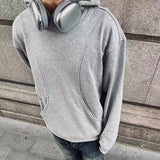 men’s outfits Sweater American Retro Pullover Hooded Profile Coat Deconstruction Stitching Solid Color Short Hoodie Men and Women