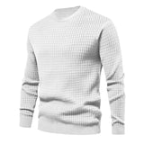 Men's Autumn and Winter Men's Sweater Thin Small Plaid Loose round Neck Casual Long Sleeve T-shirt Men