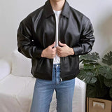 Riolio suit Pu Leather Jacket Men's Autumn New Trendy Korean Style Leather Casual Baseball Uniform Motorcycle Jacket