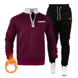 Autumn and Winter Men's Sports Casual Suit Stand Collar Pullover Half Zipper Fleece-lined Sweater