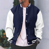 Baseball Uniform Men's Flight Jacket Autumn and Winter Fleece Classic Loose Casual Flat Machine Stand Collar Button Baseball Uniform