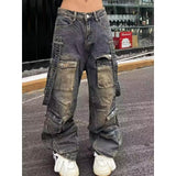 fashion outfits Trendy Youth Jeans Regular High Street Loose Straight Workwear Wide Leg Long Pants