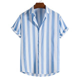 frat boy outfits Spring New Men's Striped Short-Sleeved Shirt Comfortable Casual Men's Clothing