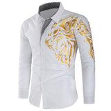 masculine men 2024 Men's New Casual Trendy Men's Long-Sleeved Digital Printing Gradual Shirt Autumn Top