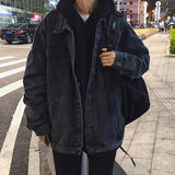 non binary outfits Hong Kong Style Couple Retro Denim Jacket Men's Japanese Harajuku Style Trendy Loose Lazy Style Youth Jacket Korean Style