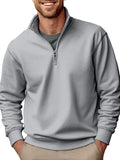 Men's Sweater Casual Zipper Stand Collar Thickened Fleece-lined Solid Color Men's Sweater