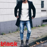 men fall outfits casual Autumn and Winter New Solid Color Men's Mid-Length Woolen Coat Slim plus Size Single-Breasted Trench Coat