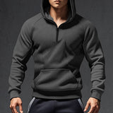 Long Sleeve Sweater Men's Casual Pullover Hooded Half Zipper Color Matching 250G Fleece-lined Sweater Men