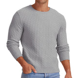 Men's Round Neck Men's Pullover Autumn and Winter Long Sleeve V-neck Twist Thickened Knitted Bottoming Sweater Men