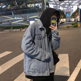 non binary outfits Hong Kong Style Couple Retro Denim Jacket Men's Japanese Harajuku Style Trendy Loose Lazy Style Youth Jacket Korean Style